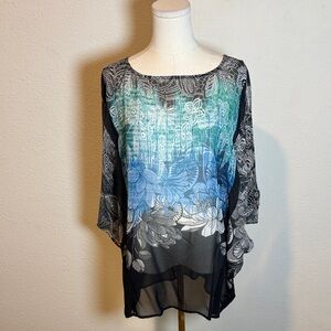 NWOT Dressori Silk Floral Cold Shoulder Blouse One Size